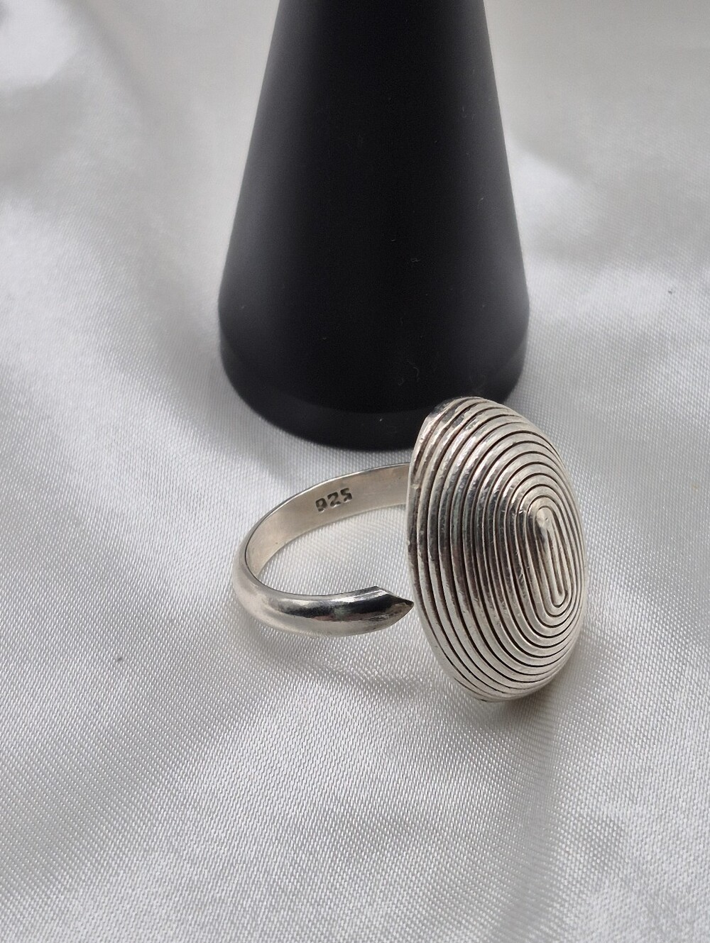 925 Sterling Silver Spiral Concentric Heavy ADJUSTABLE Statement Ring Men /Women - Picture 2 of 4